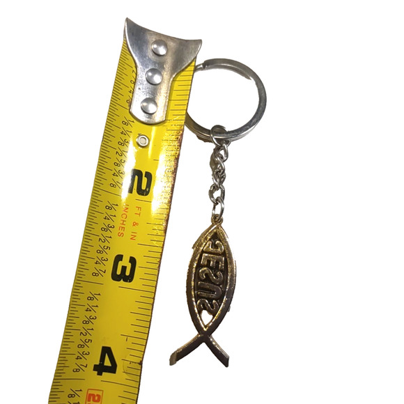Jesus Fish Gold Silver Tone Keychain Religious Religion Church - Picture 3 of 3